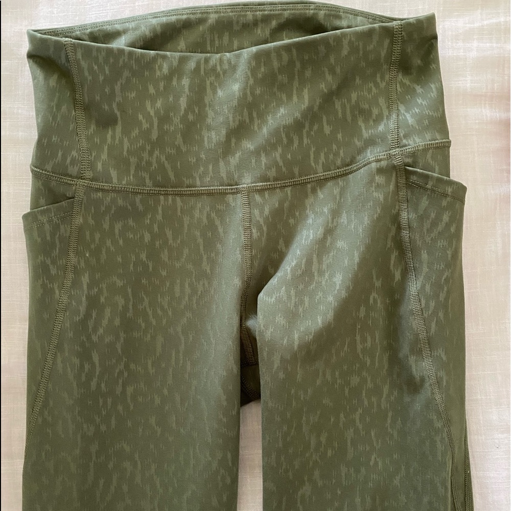 Olive green faint cheetah print leggings
